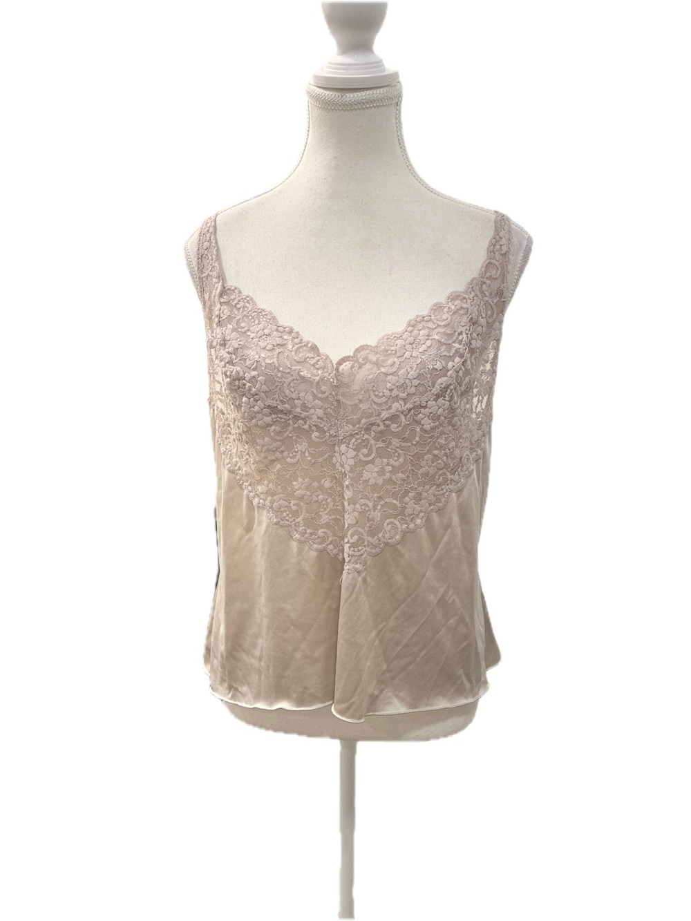 Vassarette Vintage Satin Lace V Neckline Camisole Size Large